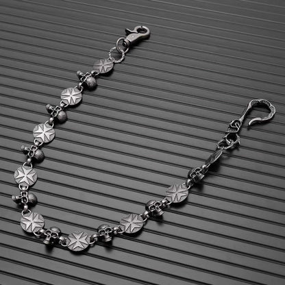 BONE STAR - Antique Steel 12mm Titanium Steel Skull Heavy Biker Chain for Jeans with Lobster Clasps for Men & Boys - 20 inch - THE MEN THING
