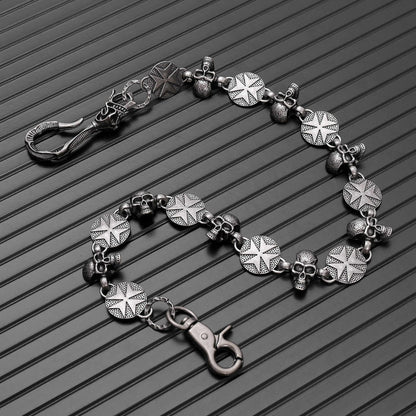 BONE STAR - Antique Steel 12mm Titanium Steel Skull Heavy Biker Chain for Jeans with Lobster Clasps for Men & Boys - 20 inch - THE MEN THING