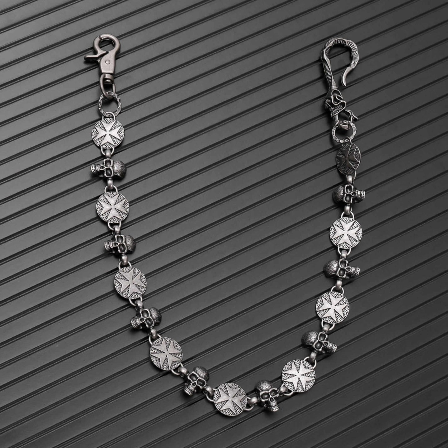 BONE STAR - Antique Steel 12mm Titanium Steel Skull Heavy Biker Chain for Jeans with Lobster Clasps for Men & Boys - 20 inch - THE MEN THING