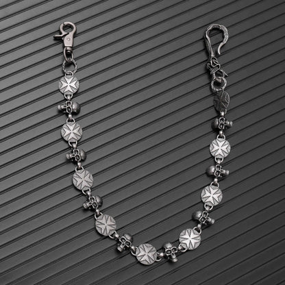 BONE STAR - Antique Steel 12mm Titanium Steel Skull Heavy Biker Chain for Jeans with Lobster Clasps for Men & Boys - 20 inch - THE MEN THING