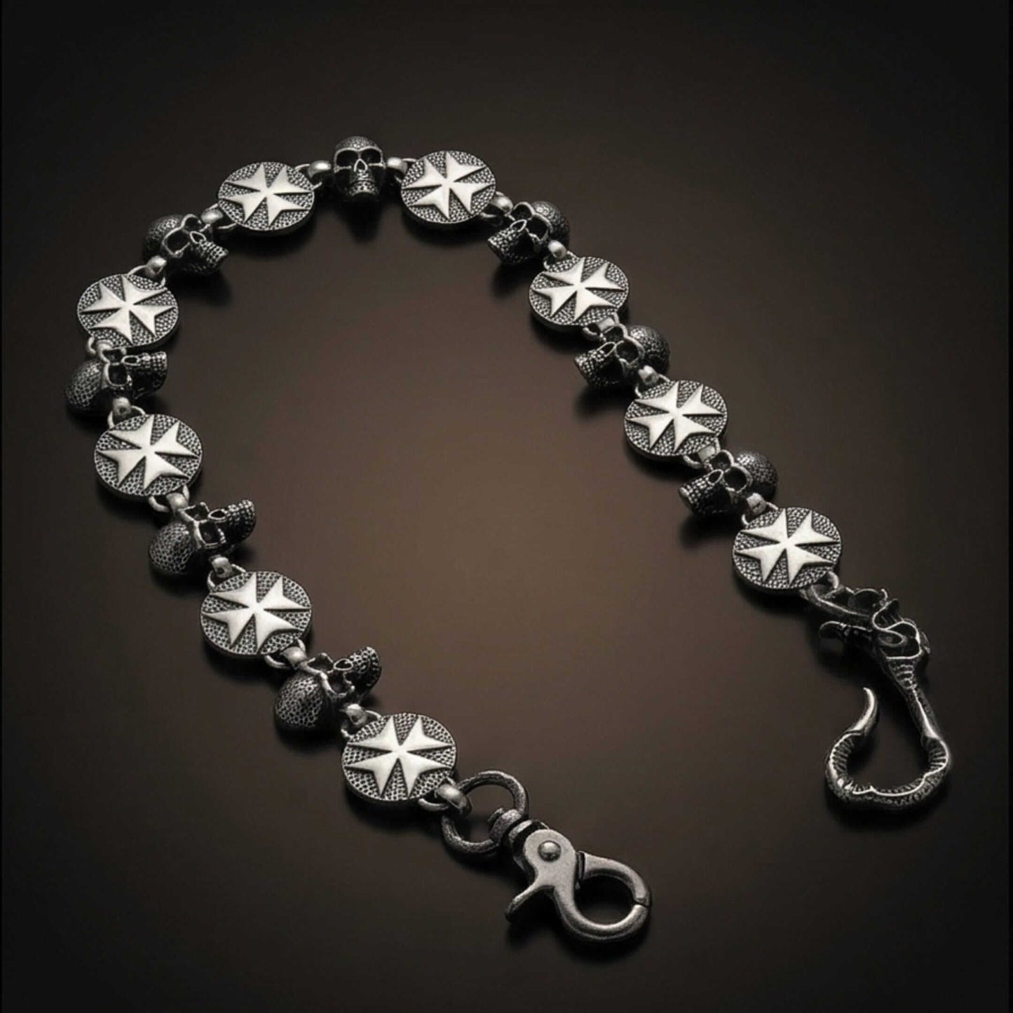 BONE STAR - Antique Steel 12mm Titanium Steel Skull Heavy Biker Chain for Jeans with Lobster Clasps for Men & Boys - 20 inch - THE MEN THING