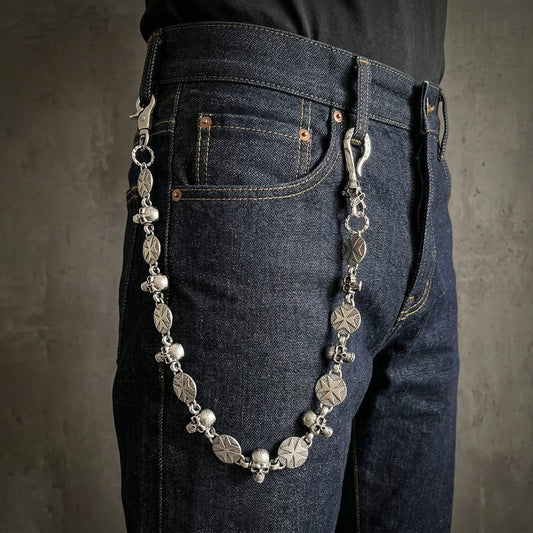 BONE STAR - Antique Steel 12mm Titanium Steel Skull Heavy Biker Chain for Jeans with Lobster Clasps for Men & Boys - 20 inch - THE MEN THING
