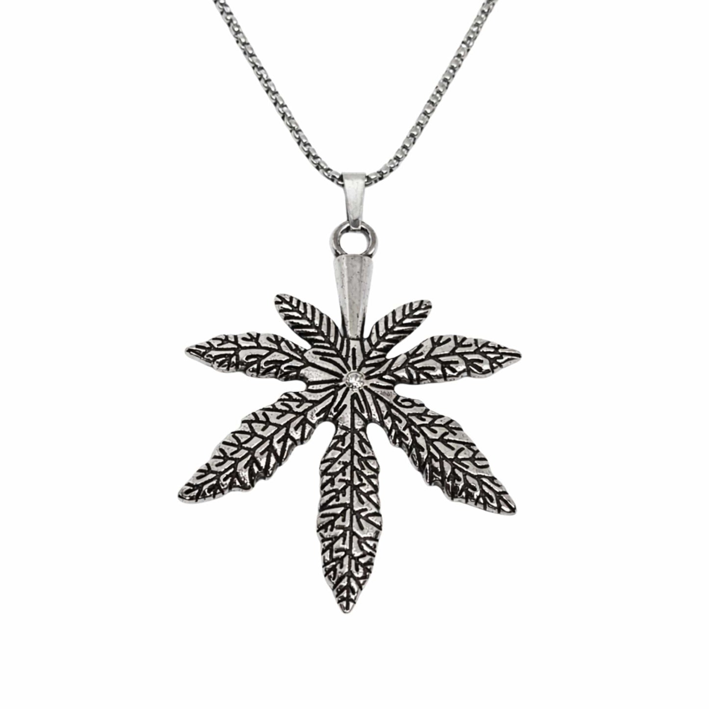 BOTANICAL LEAF - 60mm Pure Titanium Steel Pendant with 27inch Round Box 3mm Chain for Men & Boys — SS Pendant/ Necklace for Men | THE MEN THING