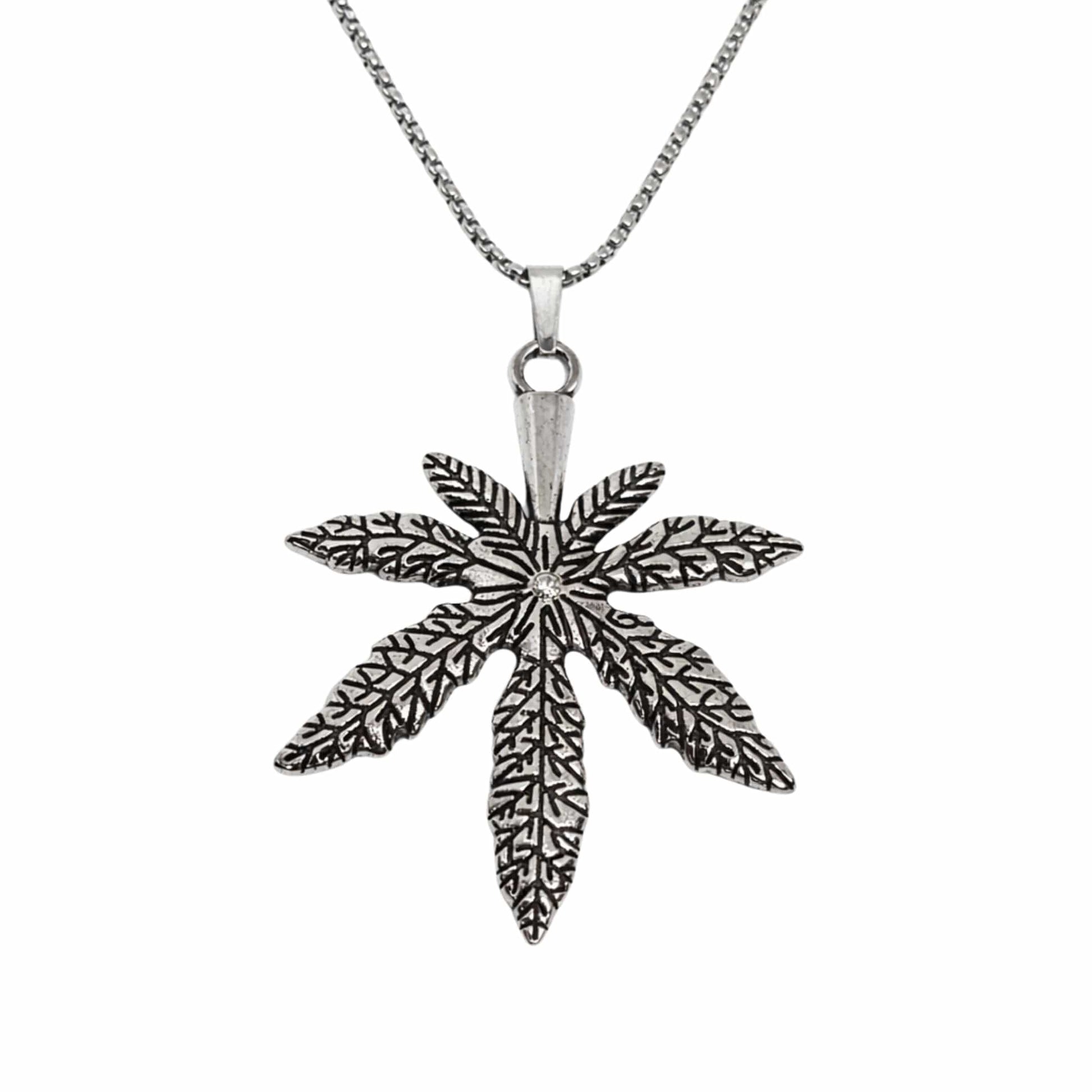 BOTANICAL LEAF - 60mm Pure Titanium Steel Pendant with 27inch Round Box 3mm Chain for Men & Boys — SS Pendant/ Necklace for Men | THE MEN THING