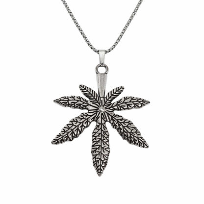 BOTANICAL LEAF - 60mm Pure Titanium Steel Pendant with 27inch Round Box 3mm Chain for Men & Boys — SS Pendant/ Necklace for Men | THE MEN THING