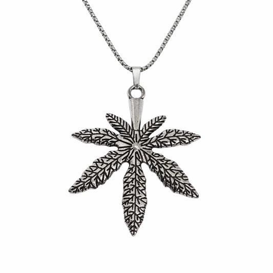 BOTANICAL LEAF - 60mm Pure Titanium Steel Pendant with 27inch Round Box 3mm Chain for Men & Boys - THE MEN THING