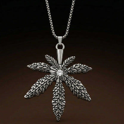 BOTANICAL LEAF - 60mm Pure Titanium Steel Pendant with 27inch Round Box 3mm Chain for Men & Boys — SS Pendant/ Necklace for Men | THE MEN THING