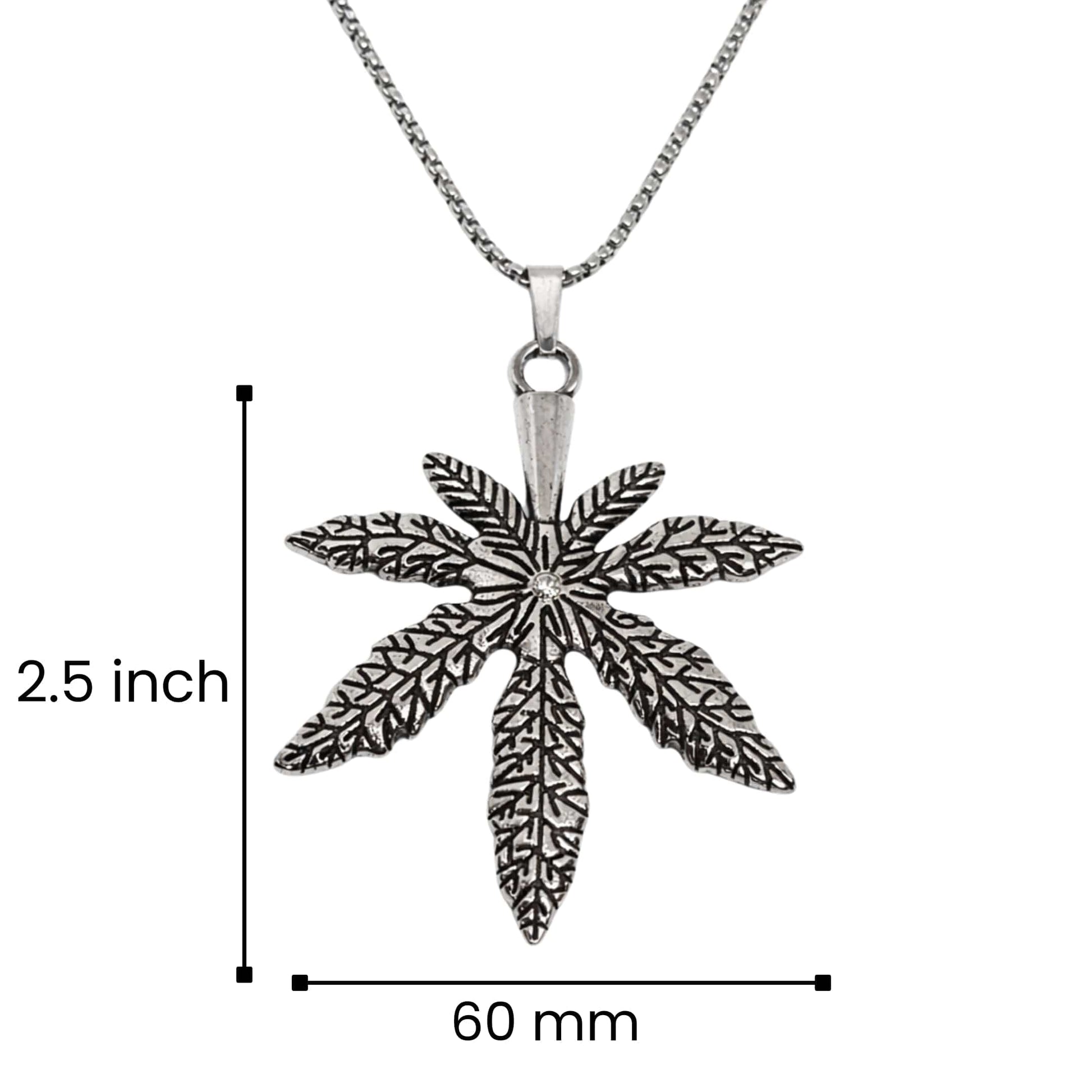 BOTANICAL LEAF - 60mm Pure Titanium Steel Pendant with 27inch Round Box 3mm Chain for Men & Boys — SS Pendant/ Necklace for Men | THE MEN THING