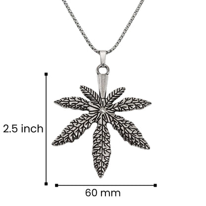 BOTANICAL LEAF - 60mm Pure Titanium Steel Pendant with 27inch Round Box 3mm Chain for Men & Boys — SS Pendant/ Necklace for Men | THE MEN THING