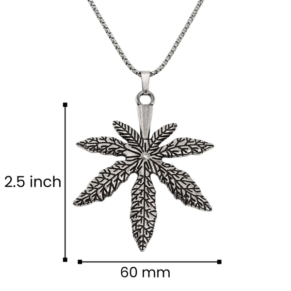 BOTANICAL LEAF - 60mm Pure Titanium Steel Pendant with 27inch Round Box 3mm Chain for Men & Boys