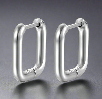 BOXED LINK - 10mm Pure Titanium Steel Hoop Earrings for Men & Boys (2pcs) - THE MEN THING