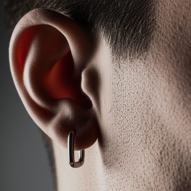 BOXED LINK - 10mm Pure Titanium Steel Hoop Earrings for Men & Boys (2pcs) - THE MEN THING