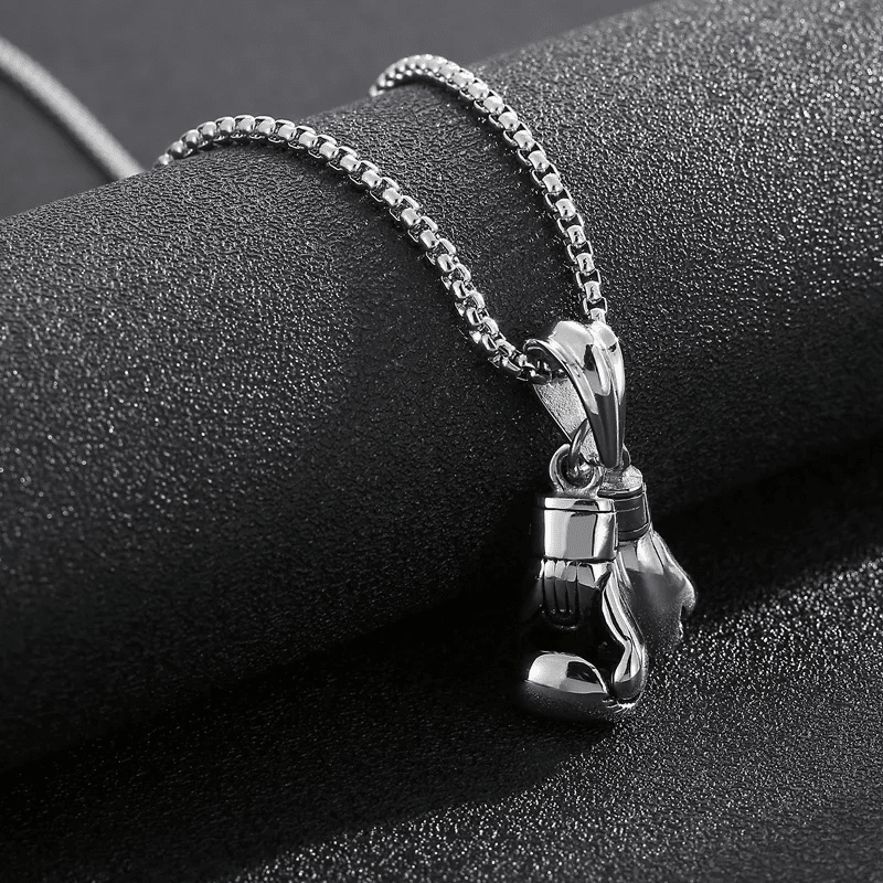 BOXING GLOVES - Pure Titanium Steel Pendant with Stainless Steel 24inch Round Box Chain, European trending Style for Men & Boy - THE MEN THING