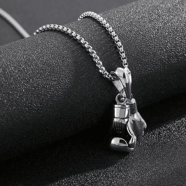 BOXING GLOVES - Pure Titanium Steel Pendant with Stainless Steel 24inch Round Box Chain, European trending Style for Men & Boy