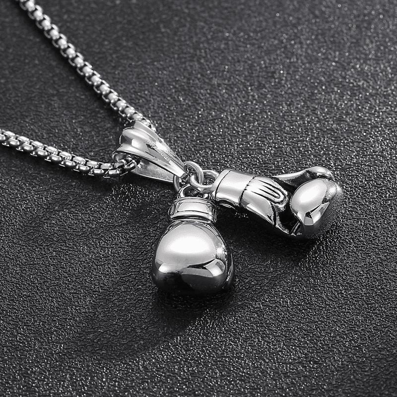 BOXING GLOVES - Pure Titanium Steel Pendant with Stainless Steel 24inch Round Box Chain, European trending Style for Men & Boy - THE MEN THING