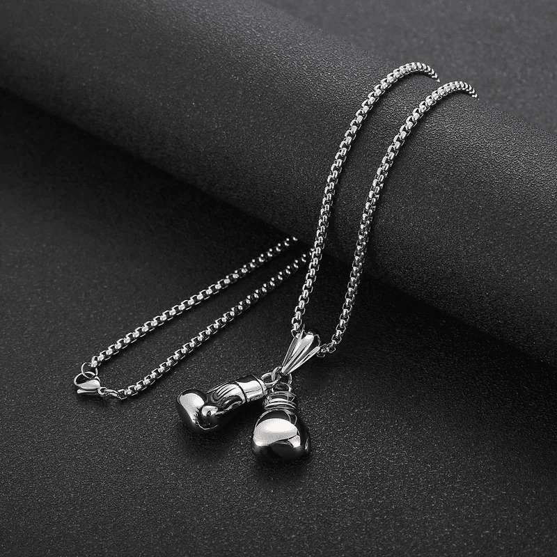 BOXING GLOVES - Pure Titanium Steel Pendant with Stainless Steel 24inch Round Box Chain, European trending Style for Men & Boy - THE MEN THING