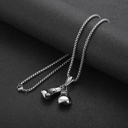 BOXING GLOVES - Pure Titanium Steel Pendant with Stainless Steel 24inch Round Box Chain, European trending Style for Men & Boy - THE MEN THING