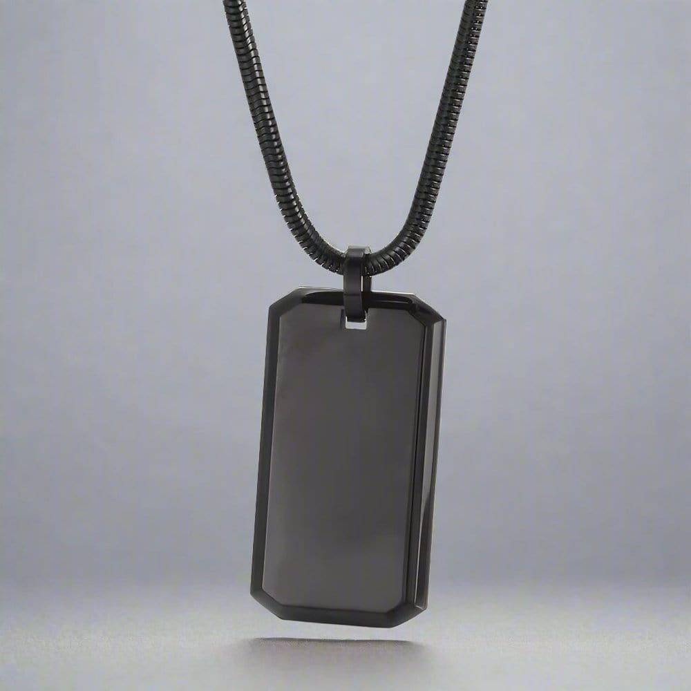 BRAVE TAG - Pure Titanium Steel Black Dog Tag Pendant with 24inch Snake Chain for Men & Boys - THE MEN THING