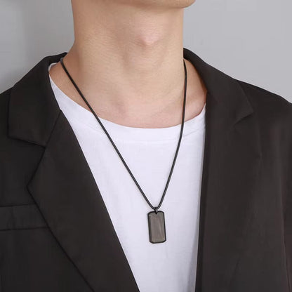 BRAVE TAG - Pure Titanium Steel Black Dog Tag Pendant with 24inch Snake Chain for Men & Boys - THE MEN THING