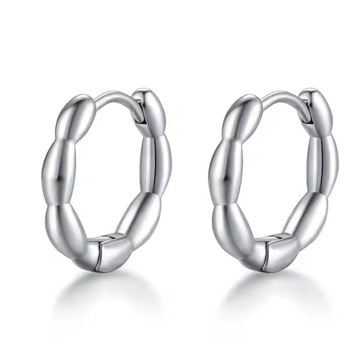 BREEZE CURVE - Titanium Steel Hoop Earrings for Men & Boys (2 Pcs) - THE MEN THING