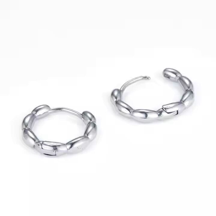 BREEZE CURVE - Titanium Steel Hoop Earrings for Men & Boys (2 Pcs) - THE MEN THING
