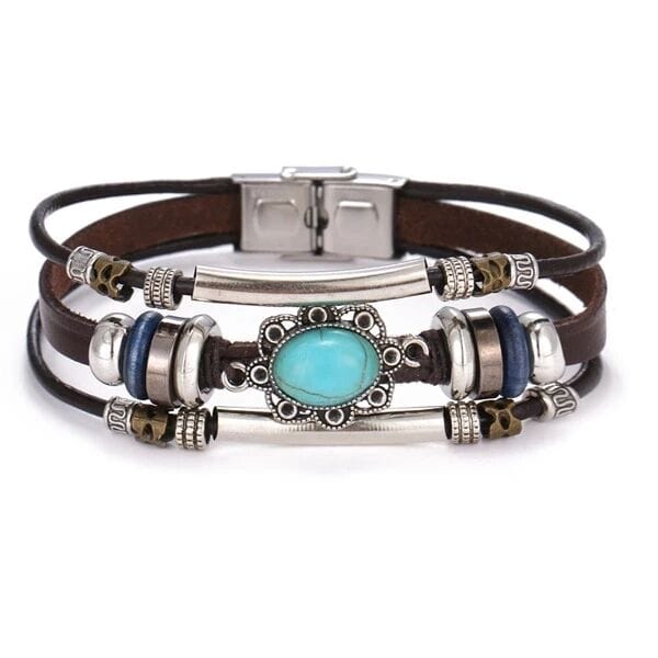 BRONZE KNIGHT - Genuine Braided Leather Bracelet Set for Men & Boys (8 inch) - THE MEN THING