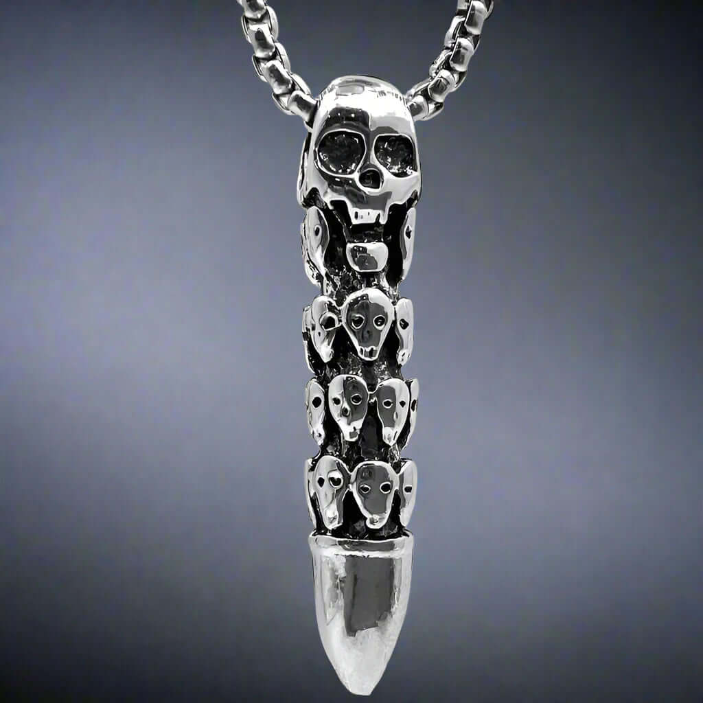 BULLET OF DOOM -  Alloy Pendant with Stainless Steel 24inch Round Box Chain, European trending Style for Men & Boy - THE MEN THING