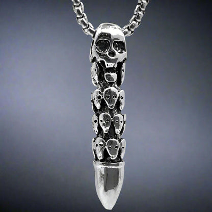 BULLET OF DOOM -  Alloy Pendant with Stainless Steel 24inch Round Box Chain, European trending Style for Men & Boy - THE MEN THING