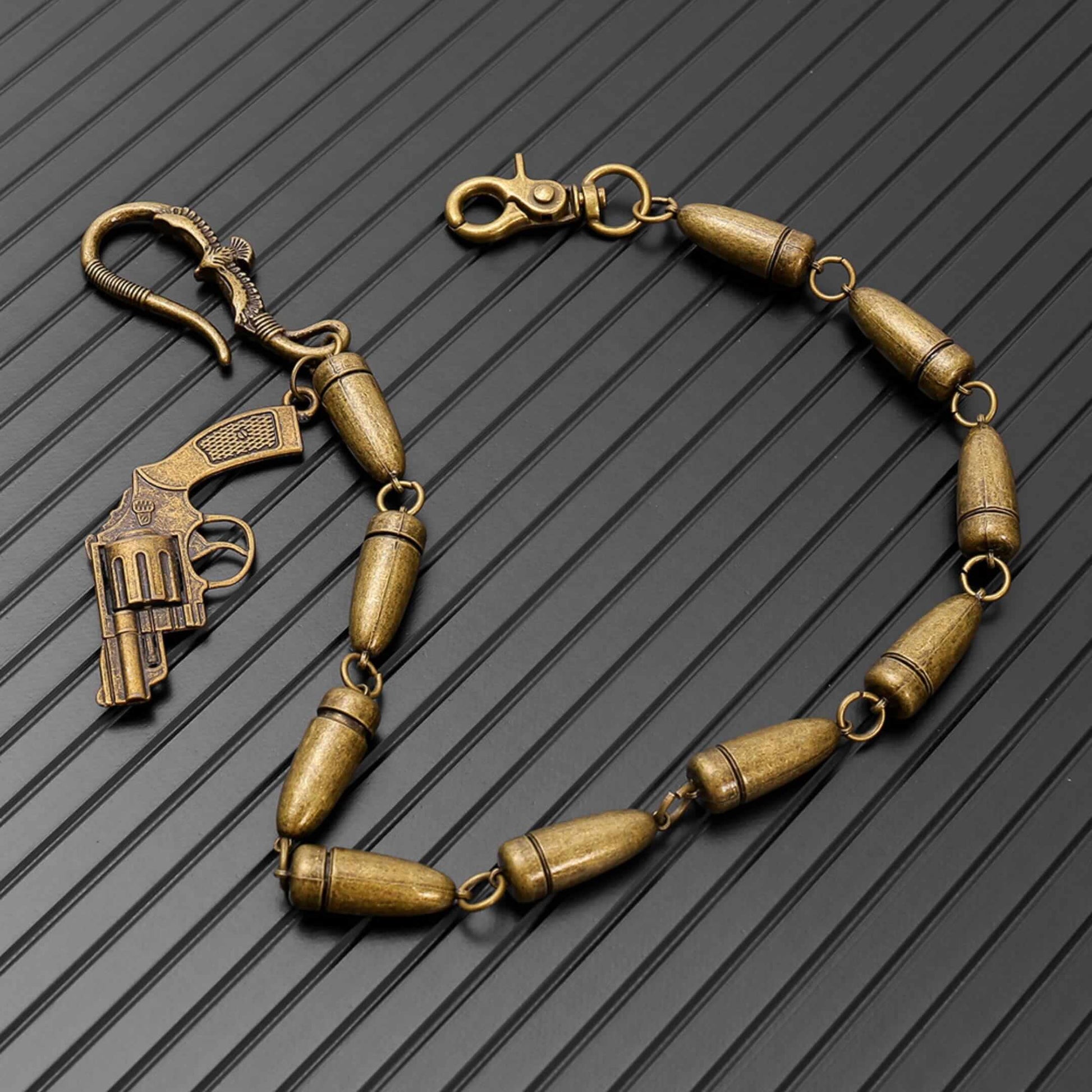 BULLET REVOLVER - Antique Bronze 13mm Titanium Steel Skull Heavy Biker Chain for Jeans with Lobster Clasps for Men & Boys - 20 inch — Biker Fashion for Men | THE MEN THING