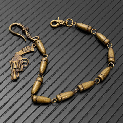 BULLET REVOLVER - Antique Bronze 13mm Titanium Steel Skull Heavy Biker Chain for Jeans with Lobster Clasps for Men & Boys - 20 inch — Biker Fashion for Men | THE MEN THING