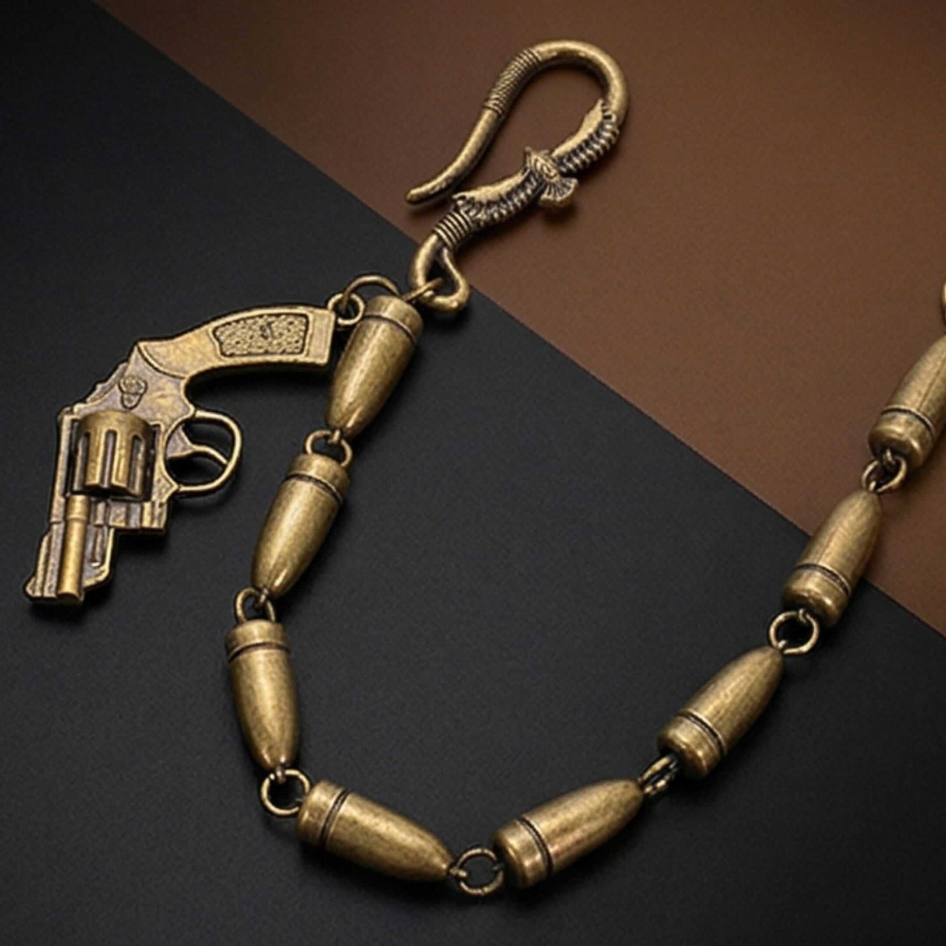 BULLET REVOLVER - Antique Bronze 13mm Titanium Steel Skull Heavy Biker Chain for Jeans with Lobster Clasps for Men & Boys - 20 inch — Biker Fashion for Men | THE MEN THING