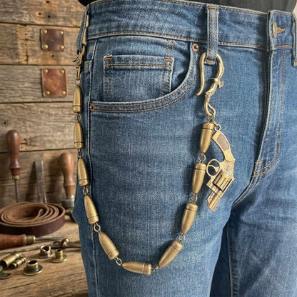 BULLET REVOLVER - Antique Bronze 13mm Titanium Steel Skull Heavy Biker Chain for Jeans with Lobster Clasps for Men & Boys - 20 inch — Biker Fashion for Men | THE MEN THING