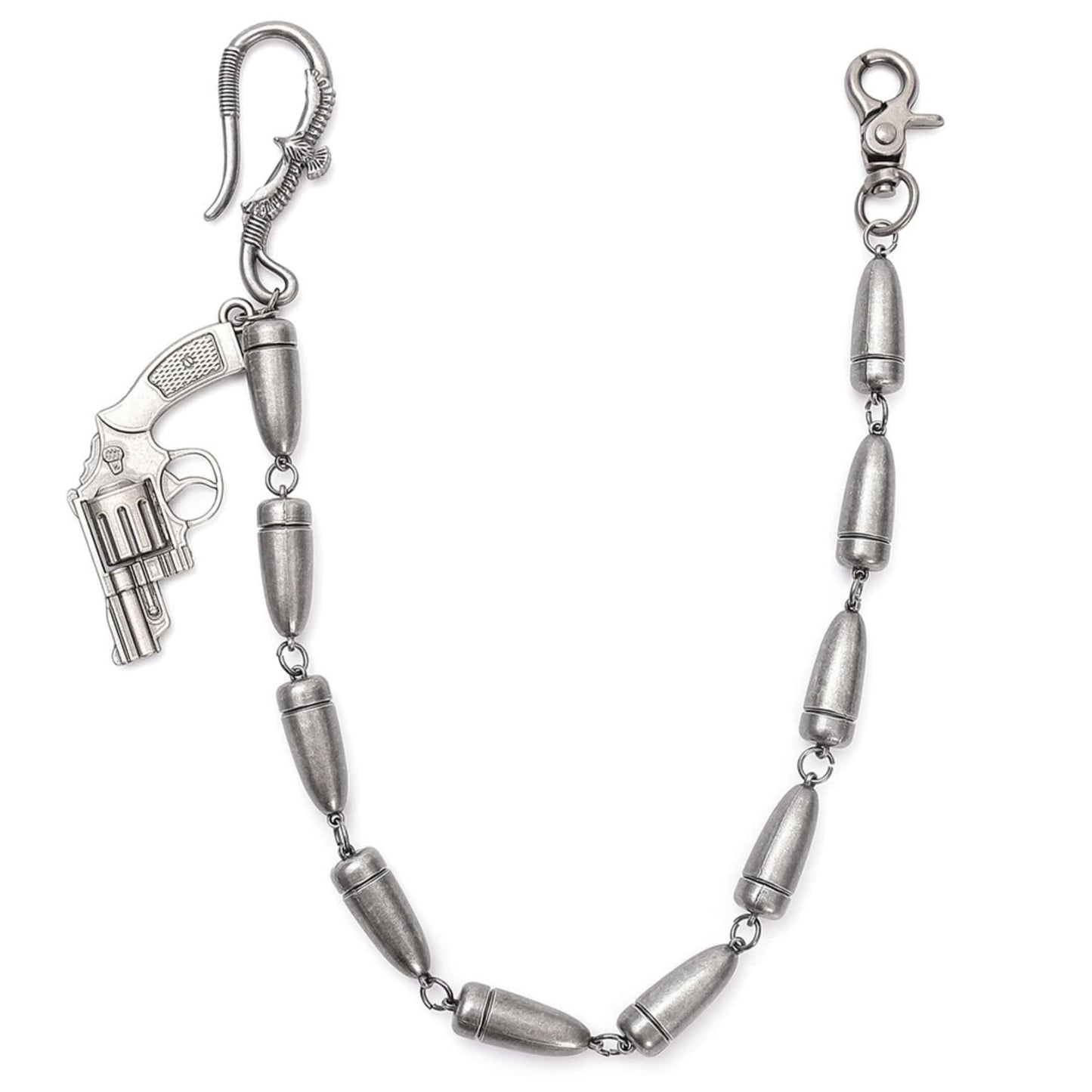 BULLET REVOLVER - Antique Steel 13mm Titanium Steel Skull Heavy Biker Chain for Jeans with Lobster Clasps for Men & Boys - 20 inch — Biker Fashion for Men | THE MEN THING