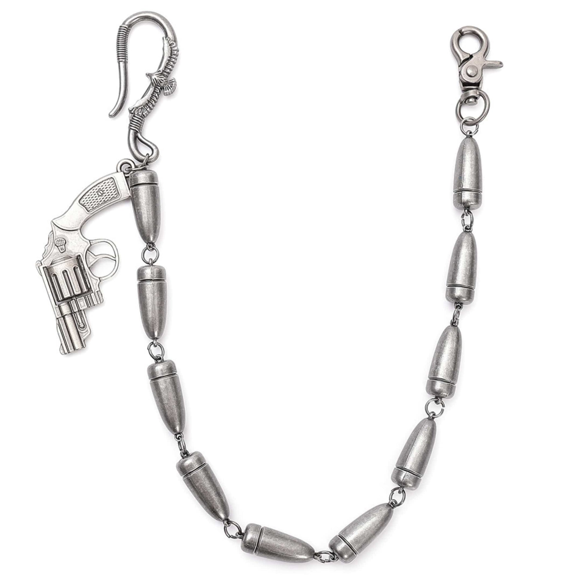 BULLET REVOLVER - Antique Steel 13mm Titanium Steel Skull Heavy Biker Chain for Jeans with Lobster Clasps for Men & Boys - 20 inch — Biker Fashion for Men | THE MEN THING