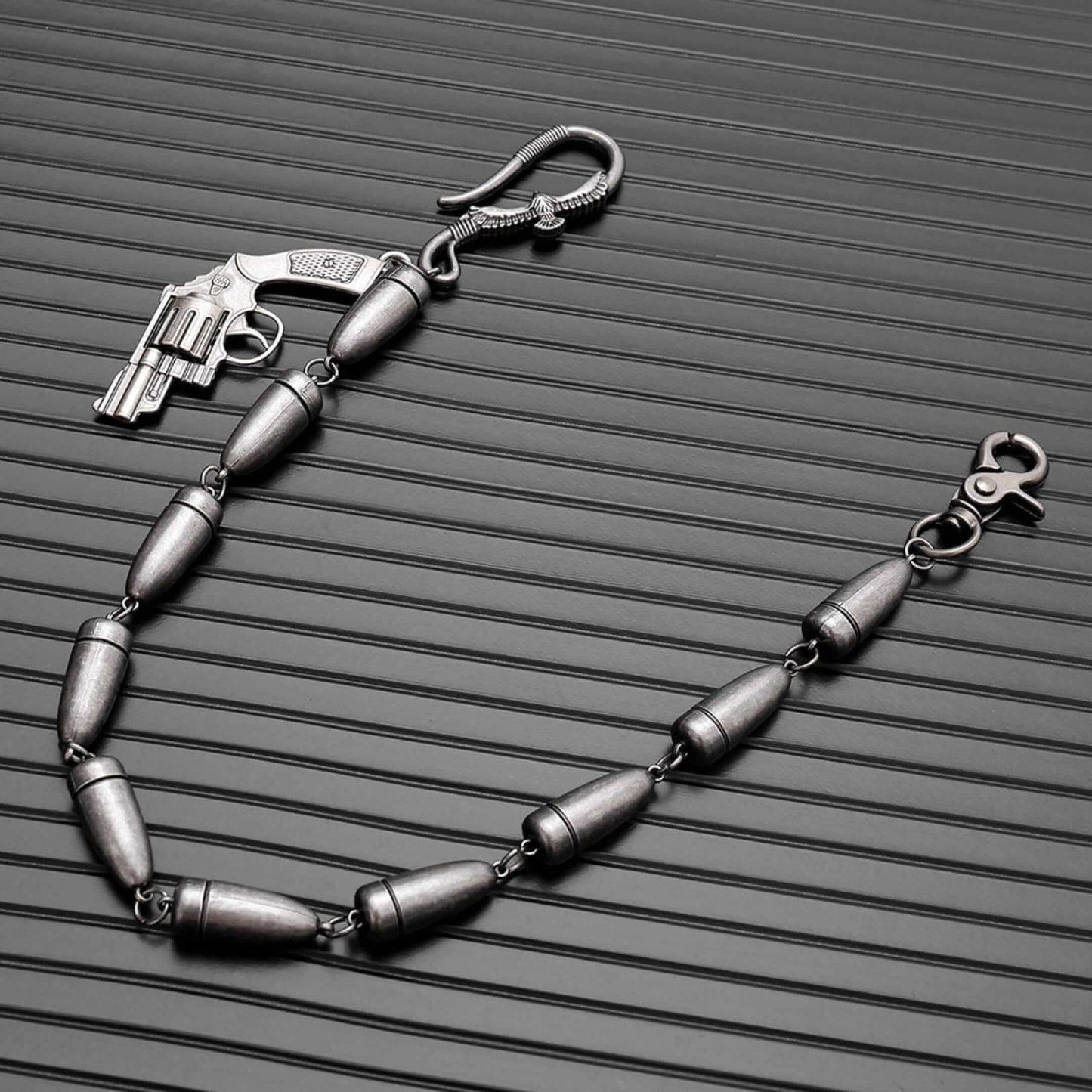 BULLET REVOLVER - Antique Steel 13mm Titanium Steel Skull Heavy Biker Chain for Jeans with Lobster Clasps for Men & Boys - 20 inch — Biker Fashion for Men | THE MEN THING