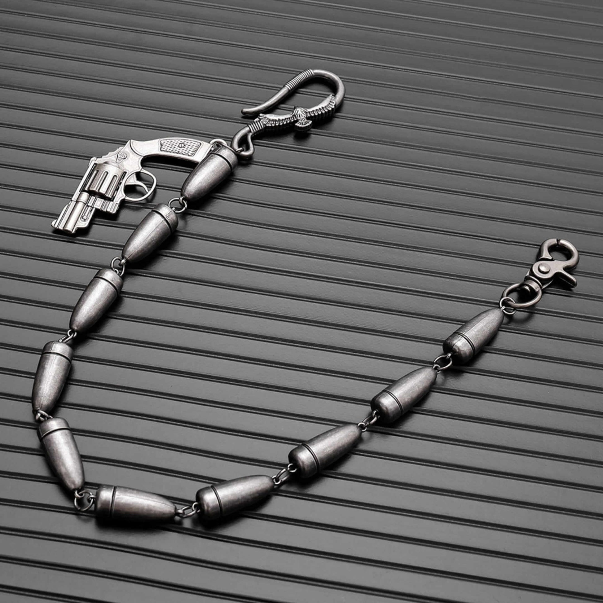 BULLET REVOLVER - Antique Steel 13mm Titanium Steel Skull Heavy Biker Chain for Jeans with Lobster Clasps for Men & Boys - 20 inch — Biker Fashion for Men | THE MEN THING