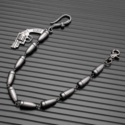 BULLET REVOLVER - Antique Steel 13mm Titanium Steel Skull Heavy Biker Chain for Jeans with Lobster Clasps for Men & Boys - 20 inch — Biker Fashion for Men | THE MEN THING