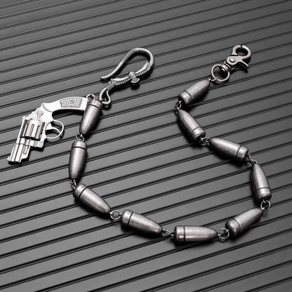 BULLET REVOLVER - Antique Steel 13mm Titanium Steel Skull Heavy Biker Chain for Jeans with Lobster Clasps for Men & Boys - 20 inch — Biker Fashion for Men | THE MEN THING