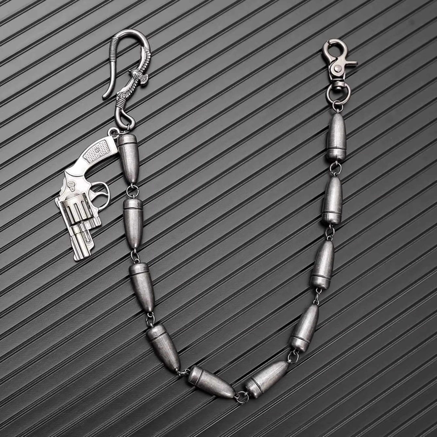 BULLET REVOLVER - Antique Steel 13mm Titanium Steel Skull Heavy Biker Chain for Jeans with Lobster Clasps for Men & Boys - 20 inch — Biker Fashion for Men | THE MEN THING
