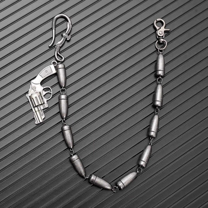 BULLET REVOLVER - Antique Steel 13mm Titanium Steel Skull Heavy Biker Chain for Jeans with Lobster Clasps for Men & Boys - 20 inch — Biker Fashion for Men | THE MEN THING