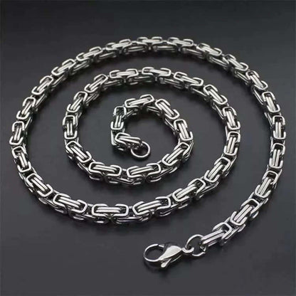 BYZANTINE CHAIN - 4.5mm Silver Tone Stainless Steel, 21.5inch for Men & Boys - THE MEN THING