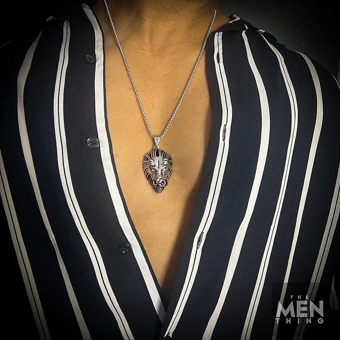 CALM LION- Pure Titanium Steel Pendant with 24inch Round Box Chain for Men & Boys - THE MEN THING