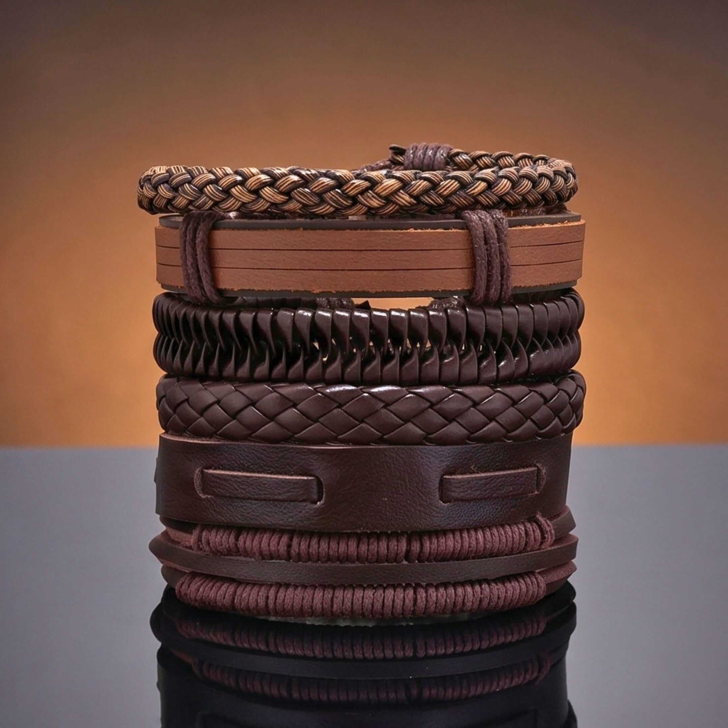 CANYON LOOP - 6 Pcs Genuine Leather Adjustable Bracelet for Men & Boys — Leather Bracelet for Men | THE MEN THING