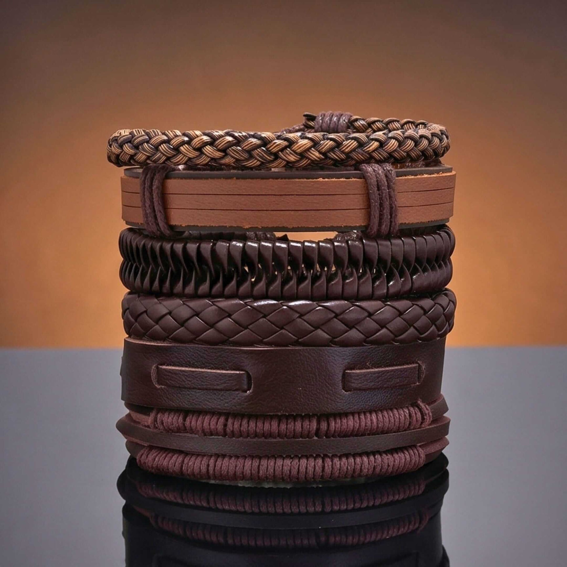 CANYON LOOP - 6 Pcs Genuine Leather Adjustable Bracelet for Men & Boys — Leather Bracelet for Men | THE MEN THING