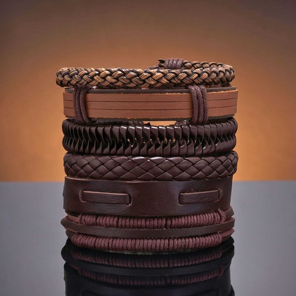 CANYON LOOP - 6 Pcs Genuine Leather Adjustable Bracelet for Men & Boys