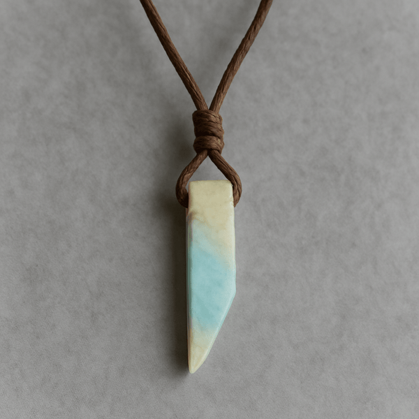 CARIBBEAN CALCITE - Natural Crystal Unshaped Pendant with Adjustable Rope Chain for Men and Boys