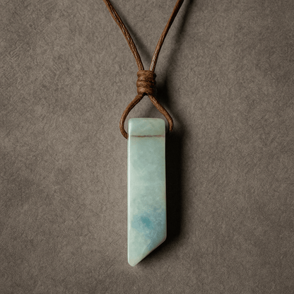 CARIBBEAN CALCITE - Natural Crystal Unshaped Pendant with Adjustable Rope Chain for Men and Boys - THE MEN THING