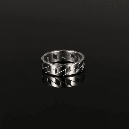 CARIBBEAN TWIST - Titanium Steel Silver Ring for Men and Boys (Size-21) - THE MEN THING