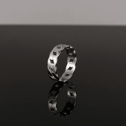 CARIBBEAN TWIST - Titanium Steel Silver Ring for Men and Boys (Size-21) - THE MEN THING