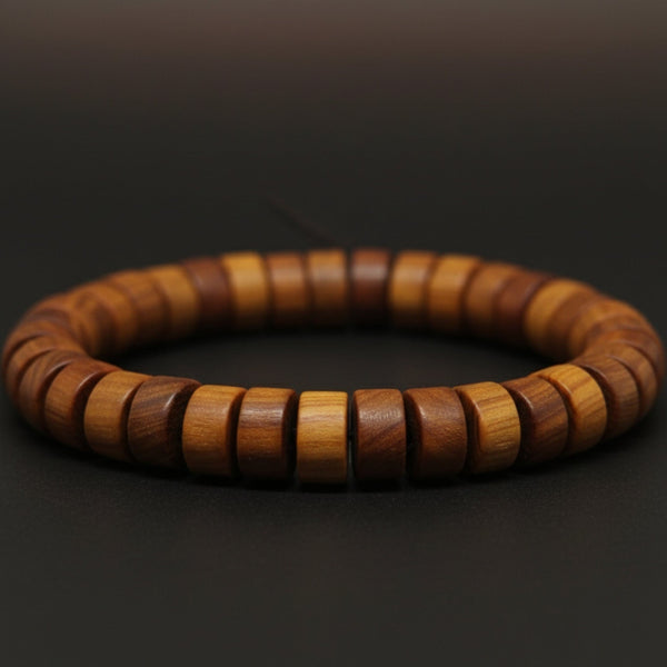 CEDAR CORE  - 10mm Wooden Beads Bracelet with Natural Stone - Adjustable Bracelet